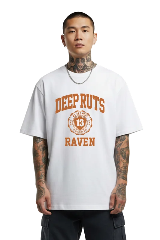Raven Deep Ruts Oversize T-Shirt White