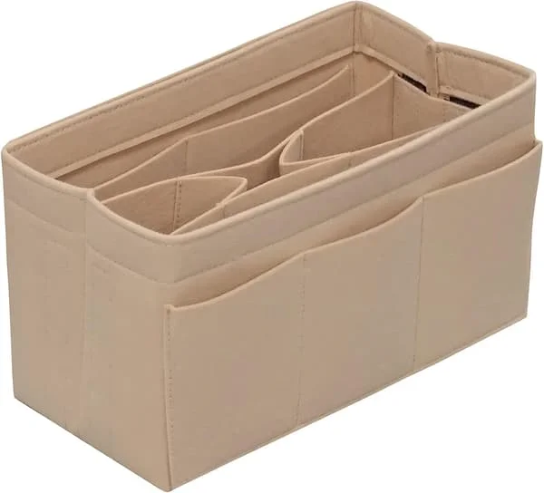 Veskeorganisator Innlegg Filtveskeorganisator Håndveskeorganisator Innlegg Veske I Veskeorganisator for Tote Veske 14 Lommer Beige Liten