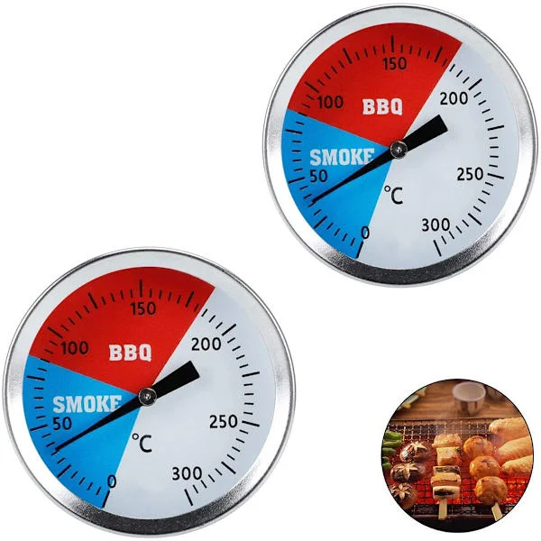 BBQ Temperaturmåler 2 stk Temperaturmåler for Utendørs BBQ Matlaging St