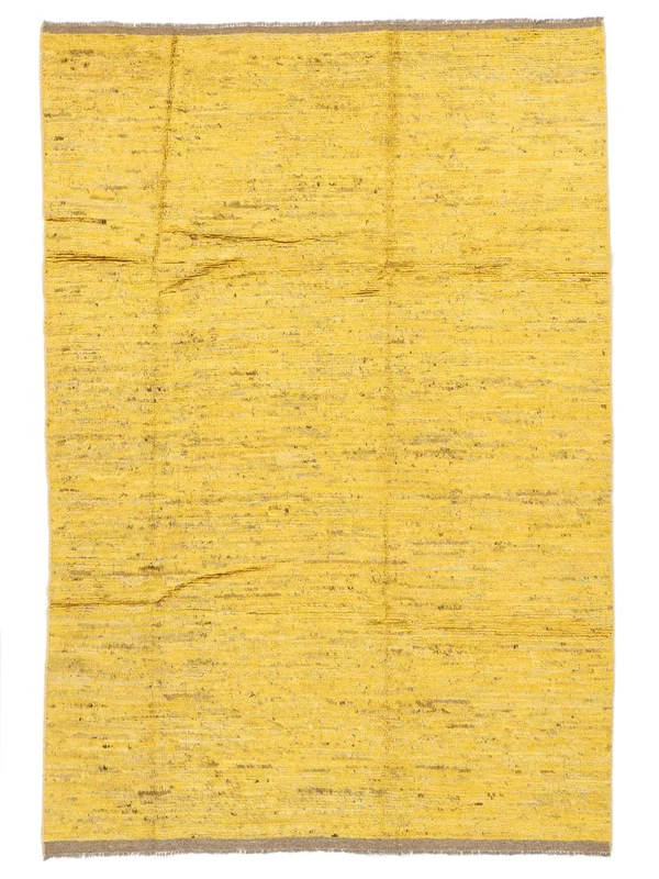 Hand Knotted Battuta Solid Rug 200X288 Wool Orange