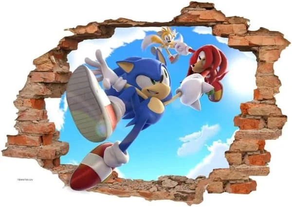 Sonic Wall Decal Sticker, Kids Cartoon Bedroom Background Wall Decoration Self-Adhesive Wall Decal, Game Sticker Birthday Party Supplies