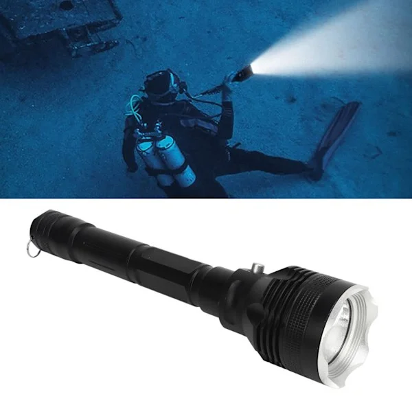 Scuba dykkelykt 8000LM LED IPX8 Vanntett dykkelykt lommelykt med 3 lysmoduser for undervannsaktiviteter