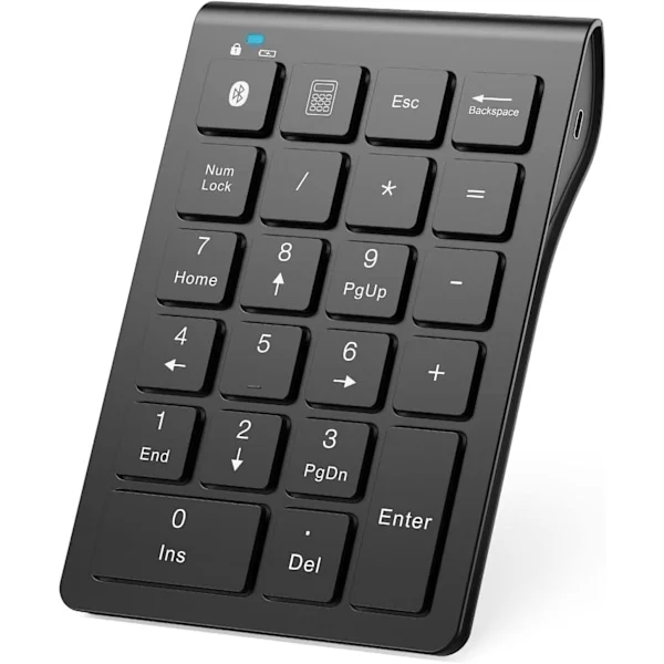 Bluetooth-tangentbord, Uppladdningsbart trådlöst numeriskt tangentbord, 22 tangenter Bärbar tunt tangentbord för finansredovisning Bluetooth 10-