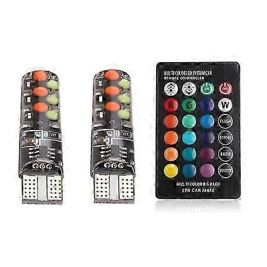 T10 W5W RGB LED Canbus 194 168 W5W 5050SMD Kupolilukuautovalo Autolamppu RGB LED-polttimo kaukosäätimellä