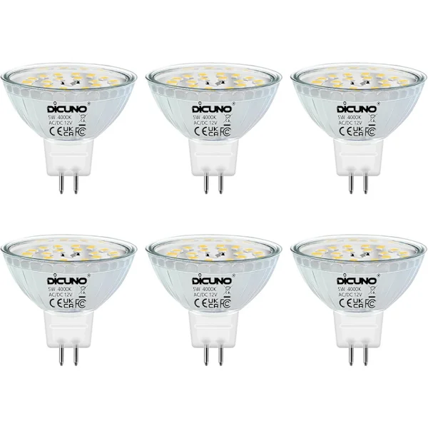 GU5.3 MR16 5W LED-lampa, 220V Neutralvitt 4000K, Ej dimbar, 12V GU5.3 LED-spotlampor, 50W Halogenekvivalent, 500LM, 6st