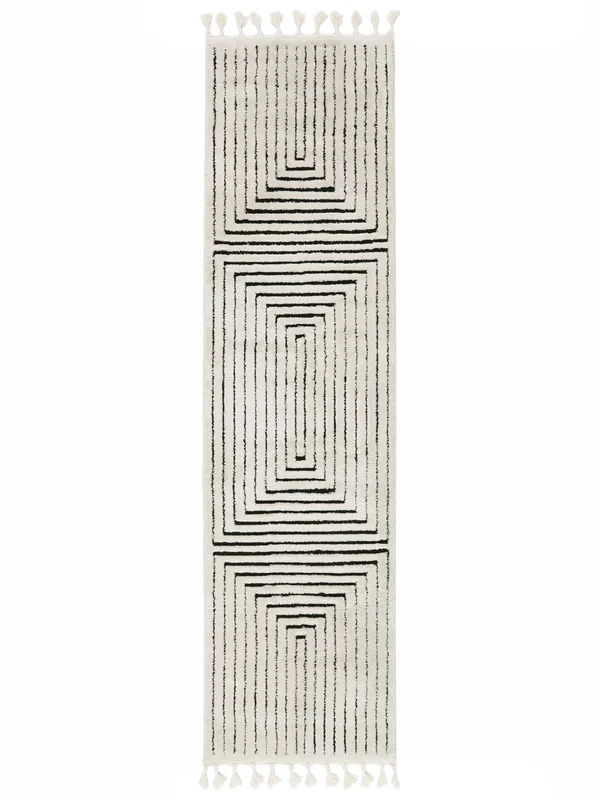 Larache 80X300 Small Cream White/Black Runner Rug
