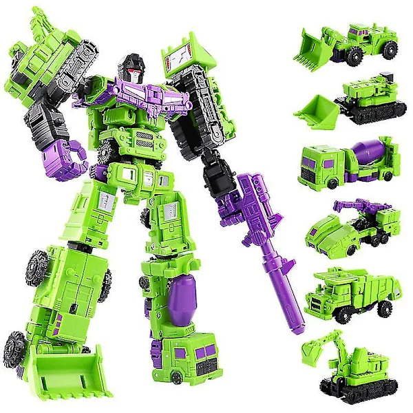 G1 Transformert Constructicon Devastator Sett 6 i 1 100% Komplett Figurer [DB] Grønn