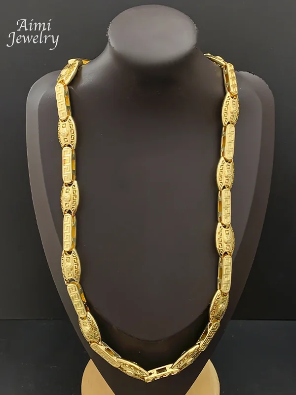 AliExpress - Collier chaîne à maillons plaqué or 18 carats, unique, tendance, de luxe, pour homme, bijoux italiens dorés, cadeaux pour fêtes, banquets
