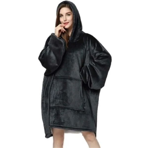 Hoodie Filt Blanket - Oversize Luvtröja Filt Snuggie Svart