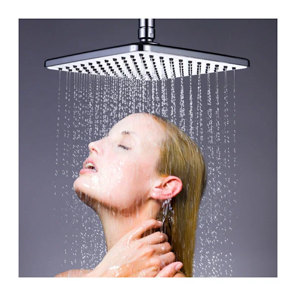 Chrome shower head square 20x20cm ABS silicone nozzles anti-limescale 8 inch rain shower head