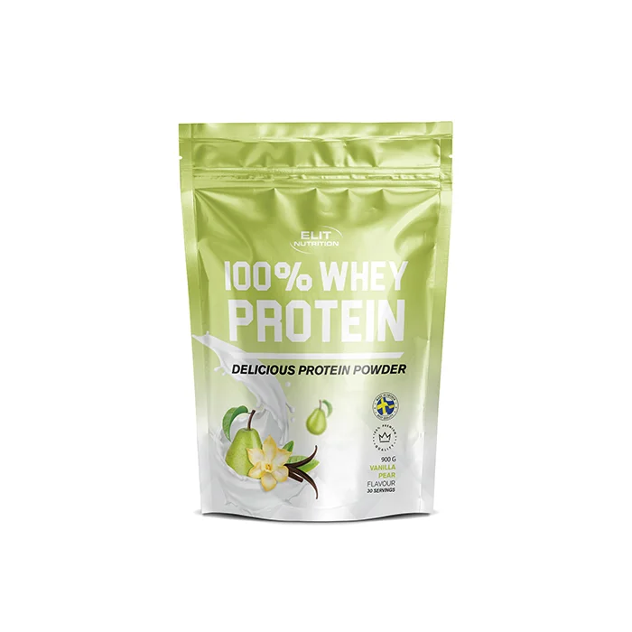 Valleprotein Elit Nutrition ELITE 100% Whey Protein 900 g (6 smagsvarianter), Pear Vanilla - Bodyman.dk