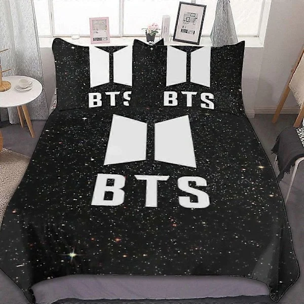 Sängkläder set HF384 Kpop BTS Påslakan Sängkläder Set 3D-tryck Sängkläder Täcke Örngott & 2 Örngott LS384