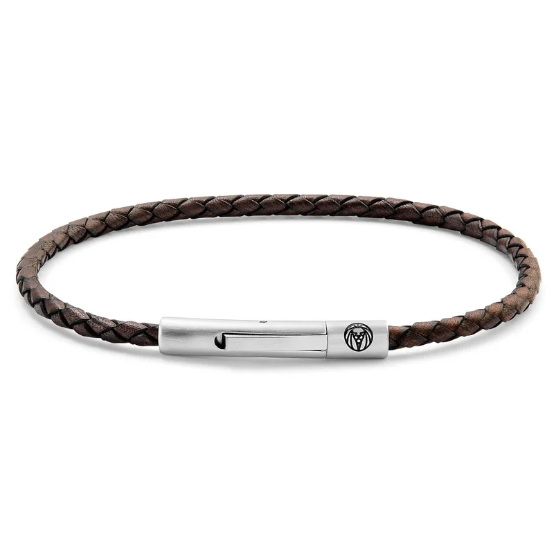 Collins 3 mm Brown Leather Bracelet for Men - Leather bracelets