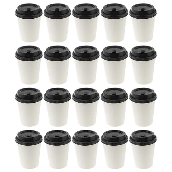 Isolerade papperskaffekoppar med lock, 50 st engångsmuggar för varma och kalla drycker, läckagesäkra och värmebeständiga för kafé, kontor, hemmabruk