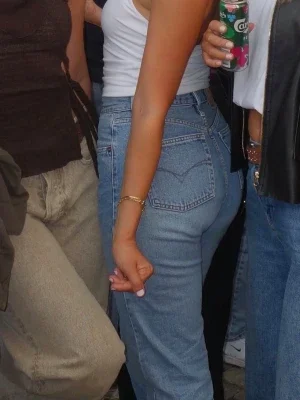 Blå high waist vintage mom jeans
