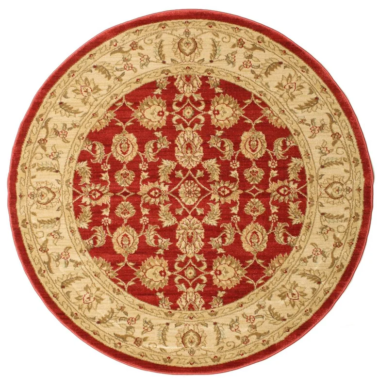 Klein Ziegler Kaspin Vloerkleed - Rood Ø 150 In Klassieke Stijl