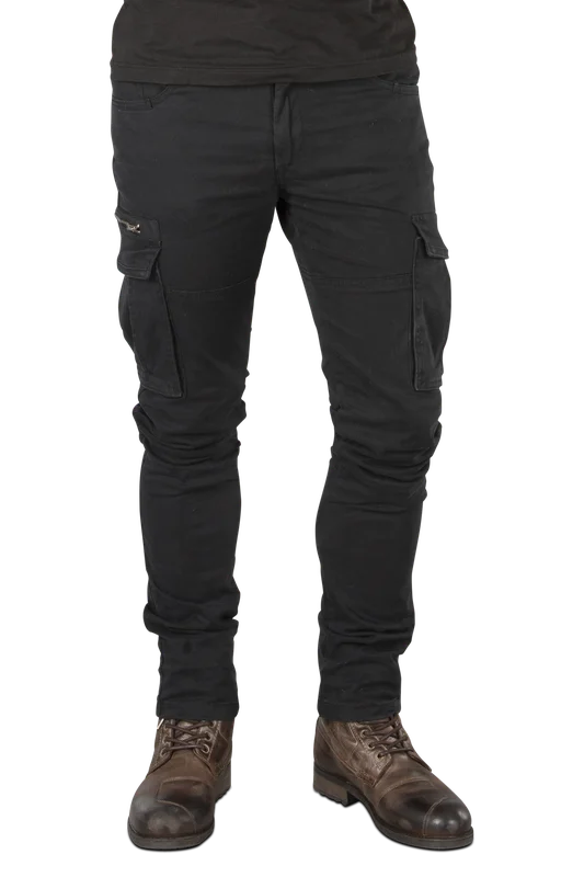 Pantalon Moto Cargo Course Caféman Renforcé Aramide Coupe Fuselée Noir W30 x L32