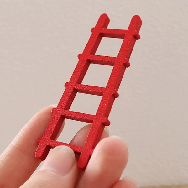 1:12 Dockhus Miniatyr Möbler Trästege Trappa Hem De Röd