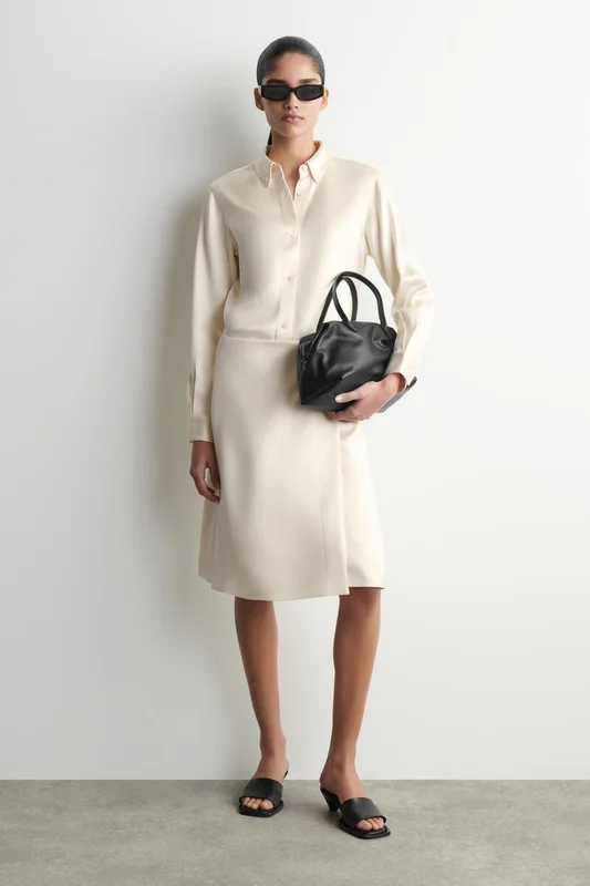 COS Women's Satin Wrap Skirt in White