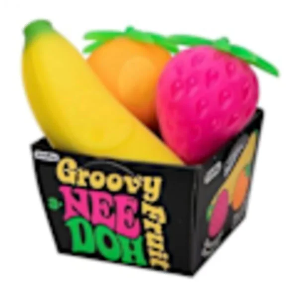 NeeDoh Fun Fruktleksaksset 3-delad Kompressionsboll, Söt Sensorisk Frukt Mjuk och Söt Leksak, Barset