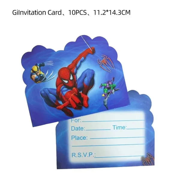 Superhjälte Spiderman Tema Barnkalas Tillbehör Servett Mugg Födelsedagsfest Dekoration Set Inbjudningskort (10 st)