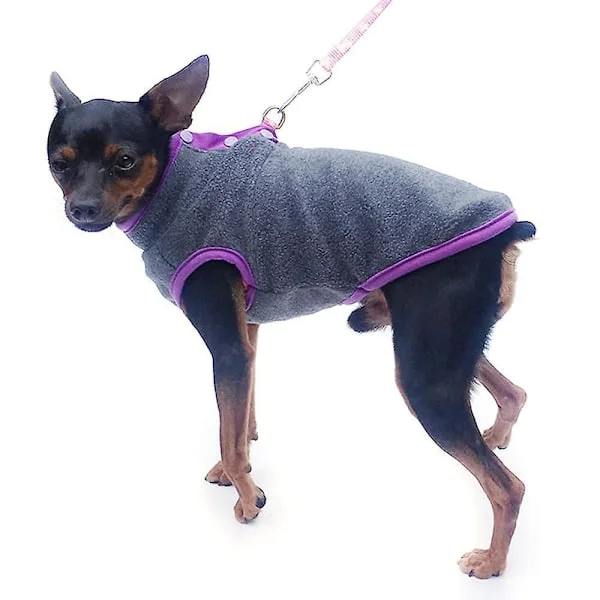 2 stk Hund Valp Vinter Varme Klær Fleece Genser Genser Jakke Klær(S)Mørk Grå