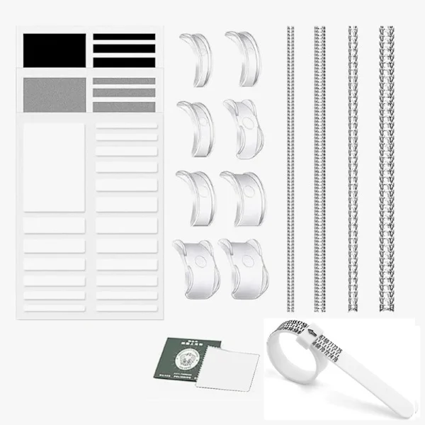 17-Piece Ring Size Adjuster - For Ring Size Adjustment, With 4 Spiral Lines & 8 Transparent Adjusters