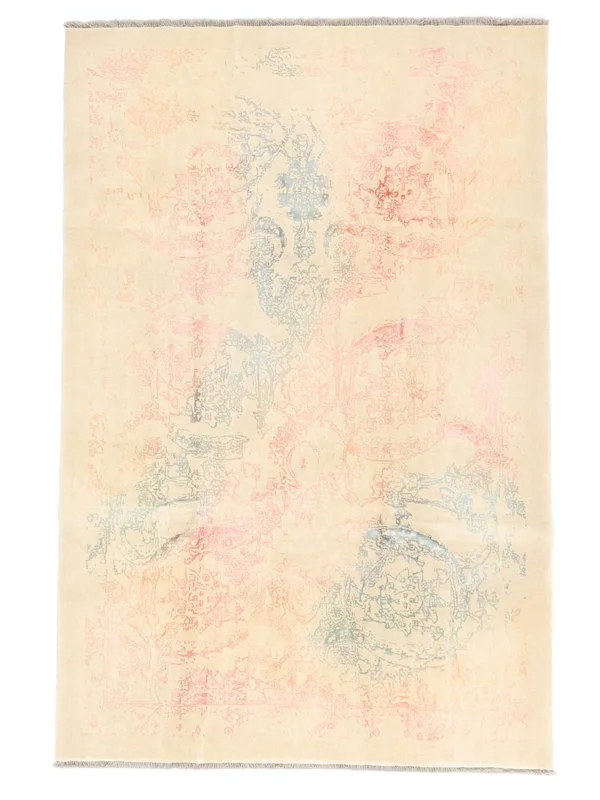 Hand Knotted Contemporay Designs Rug 202X302 Oriental Wool Beige