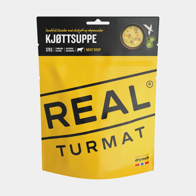 Comida liofilizada / comida para camping Real Turmat Meat Soup / Kjøttsuppe, sin gluten, paquete individual, 370 g