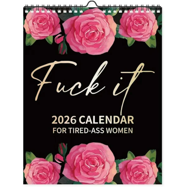 Faen ta det 2026-kalender for slitne kvinner, 2026 Faen ta det veggkalender for slitne kvinner, humoristisk hengende månedskalender for hjemmekontor