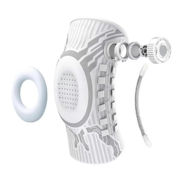 Adjustable Compression Knee Brace Sport Athletic Knee Pad Stabilizer for Running and Fitness White Left Leg