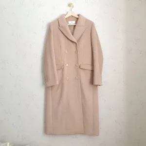 Beige lång kappa i ull