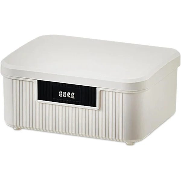 [RM]Lockable Storage Box, 2.3 Gallon Storage Box with Combination Lock, Heavy Duty Plastic Box, Useful as Item Organizer White)