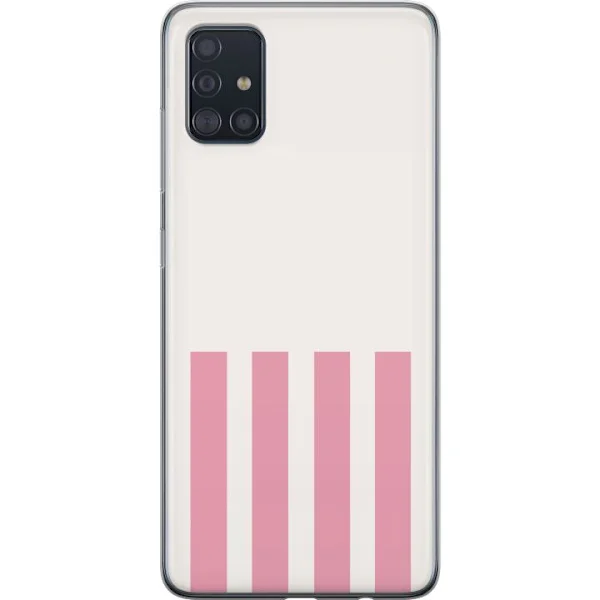 Kompatibelt Mobilskal till Samsung Galaxy A51 Röd ko i grafisk stil med rosa ränder, lekfullt djurmotiv i retrodesign