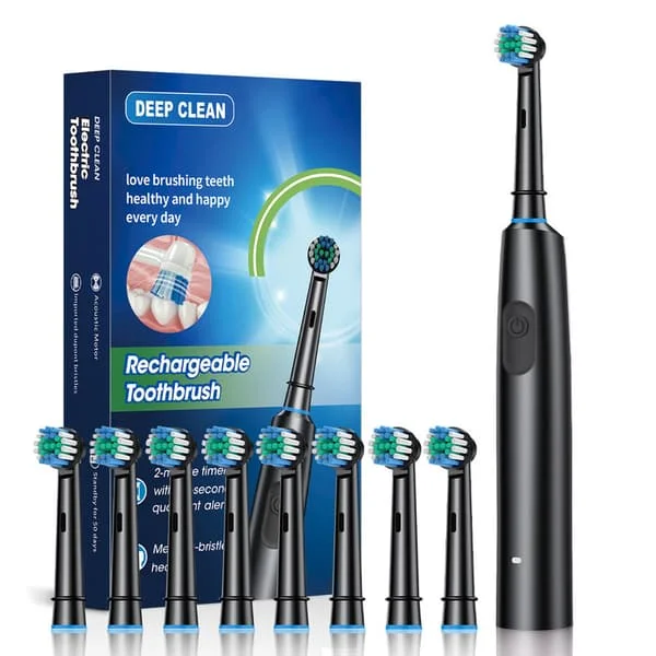 Rechargeable Electric Toothbrush with 4/8 Brush Heads, 5 Cleaning Modes, Fully Automatic Sonic Toothbrush for Oral Cleaning