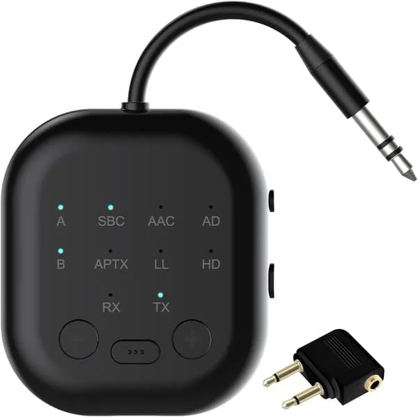 2025 Seneste Model Bluetooth Sender Modtager, Bluetooth Lydadapter til Fly, Trådløs Sender til TV, Fitnesscenter, Aptx HD, Aptx Low L