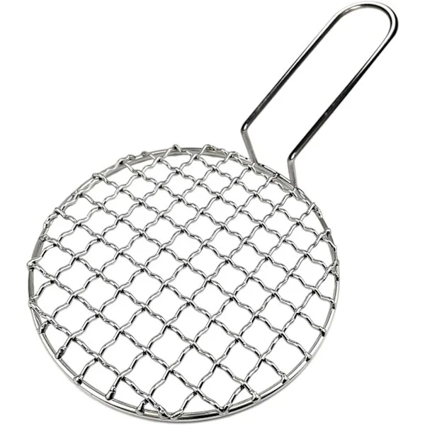 18 cm pyöreä metallinen grilliverkko, ruostumattomasta teräksestä valmistettu grilliverkko, uudelleenkäytettävä grilliverkko