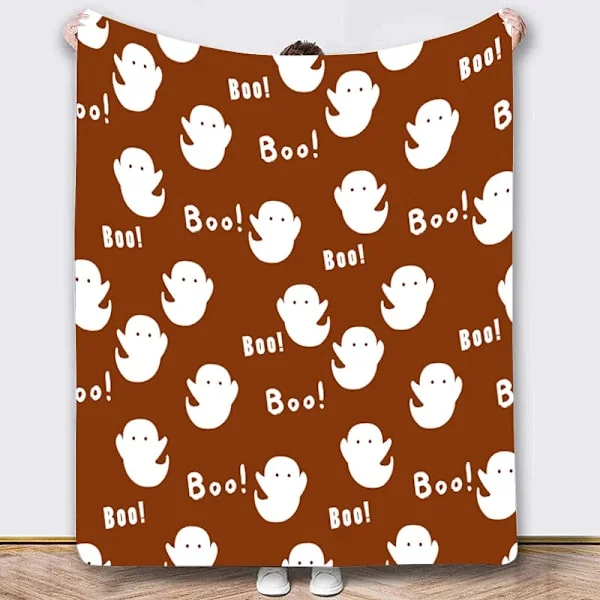 Halloween Blanket - Pumpkin Witch Bat Blanket 50"x60" - Cozy Flannel Grey Halloween Decoration for Party Sofa Bed Living Room Style 8