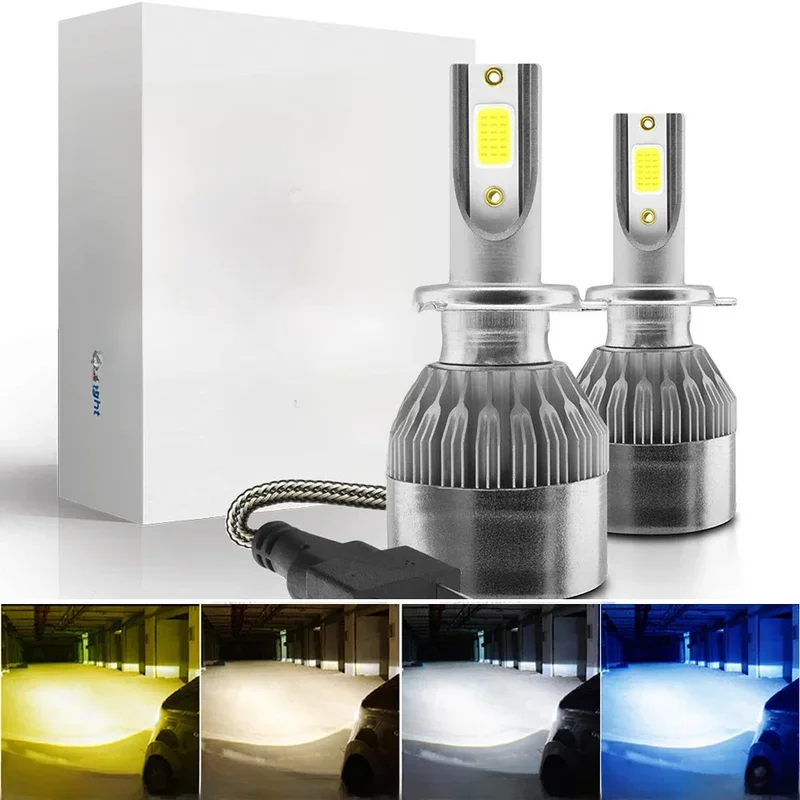AliExpress - 2x H7 LED H11 H4 Hi/Lo H1 H3 H8 HB1 HB3 HB4 HB5 HIR2 H13 H27 9005 9006 ampoules de phares de voiture 3000K 6000K 8000K COB C6