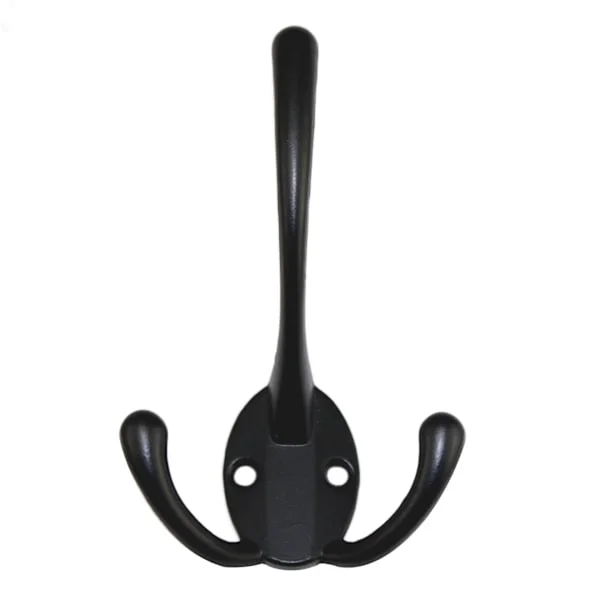 Pack Coat Hooks, Three Hooks Wall Mounted Coat Rack with Screws for Hanging Jacket, Hat, Towel, Scarf, Bag, Key, Cap - Black
