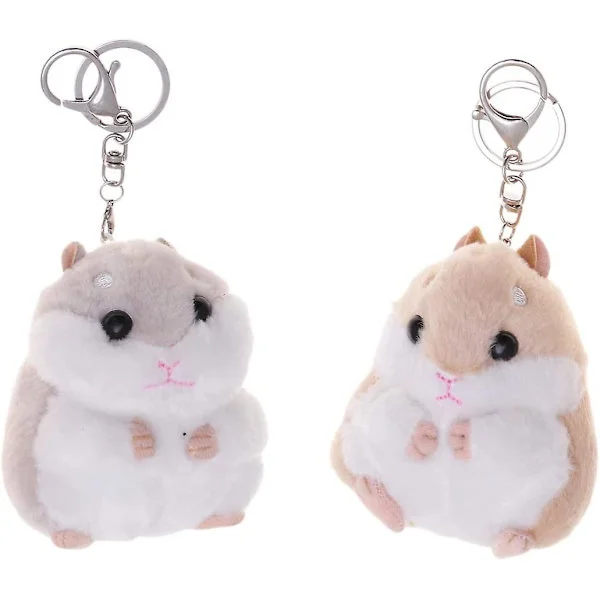 2 stk. Dyre Nøgleringe Plys Nøglering Sjov Hamster Nøglering Blød Vedhæng Nøglering Til Bilnøgle Taske