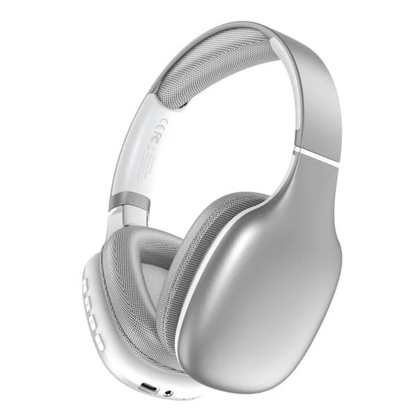 Trådlösa Over-Ear Bluetooth 5.4 Hörlurar med Stereoljud och Lång Batteritid, kompatibelt med Huawei, Samsung, APPLE, Garmin Silver