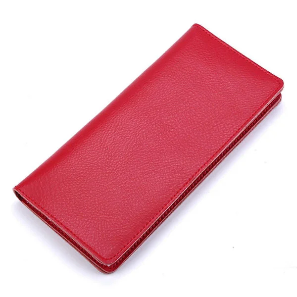 Women's Wallet Large Capacity Leather Women's Wallet Long Wallet Slim Wallet with Multiple Card Slots and Cash Compartments Red Red