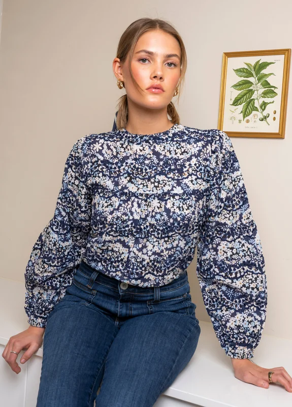 Karoline Blouse Blue Flower Blue Flower / XS
