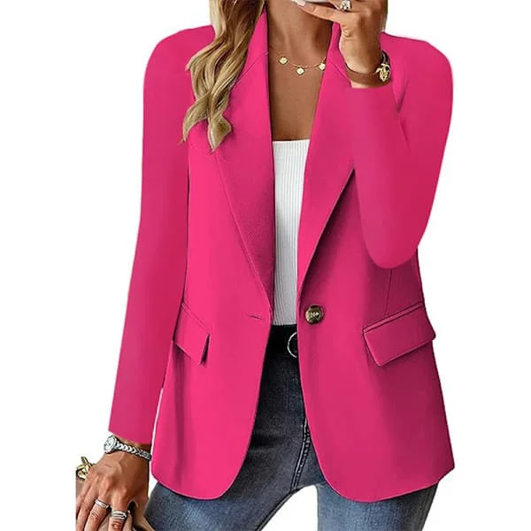 Blazer för dam, business casual, långärmad, knappstängning, kavaj, ROSRÖD ROSRÖD XL ROSE RED XL