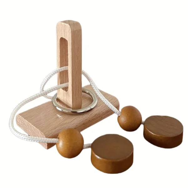 Wooden Ring Puzzle - Brain Teaser Unlock Game for Adults 1pc-A