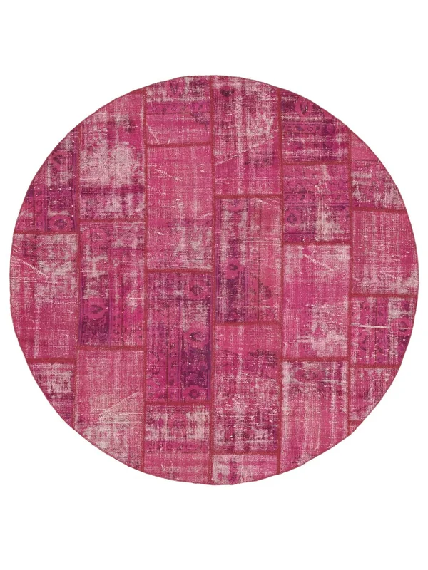 Patchwork Rug Modern Round Dark Red/Dark Pink (Wool, )