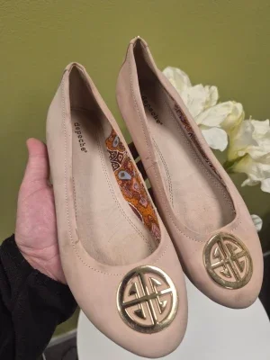 Depeche rosa ballerinaskor med gold detaljer 38