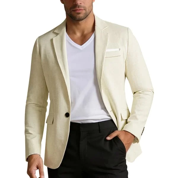 Slim fit jakkesæt til mænd, lange ærmer, ensfarvet formel blazer til kontorbrug og smarte lejligheder