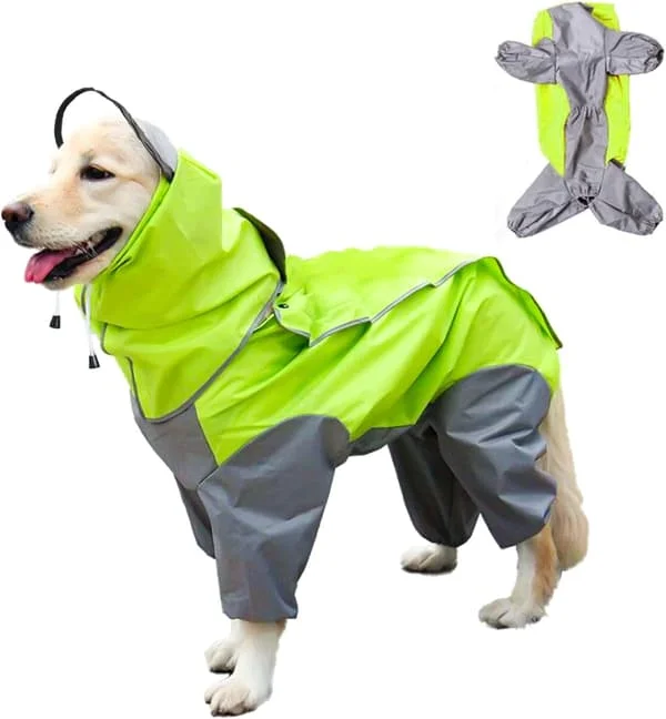 (18) Dog Raincoat with Hood, Lightweight Dog Rain Jacket, Dog Rain Poncho Adjustable Waterproof Dog Raincoat with Hood Dog Coat